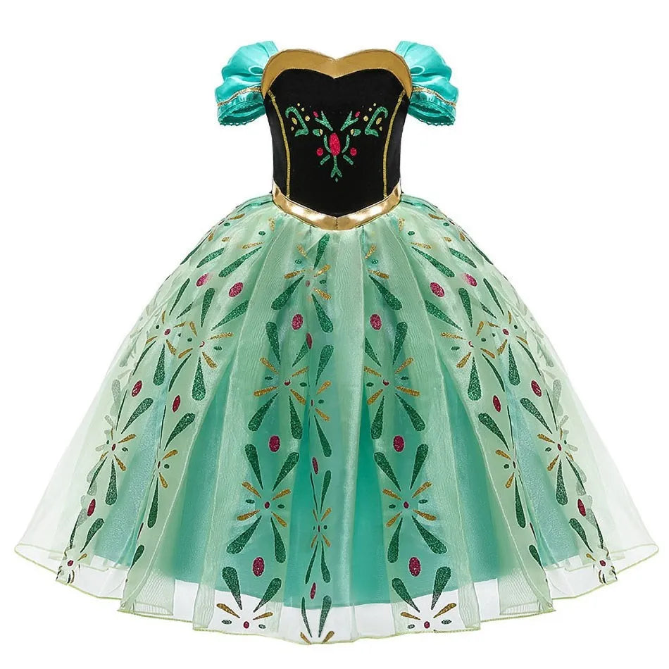 Anna Elsa Costume Children Princess Dress for Girls Kids Cosplay Snow White Christmas Carnival Party Disguise Outfit