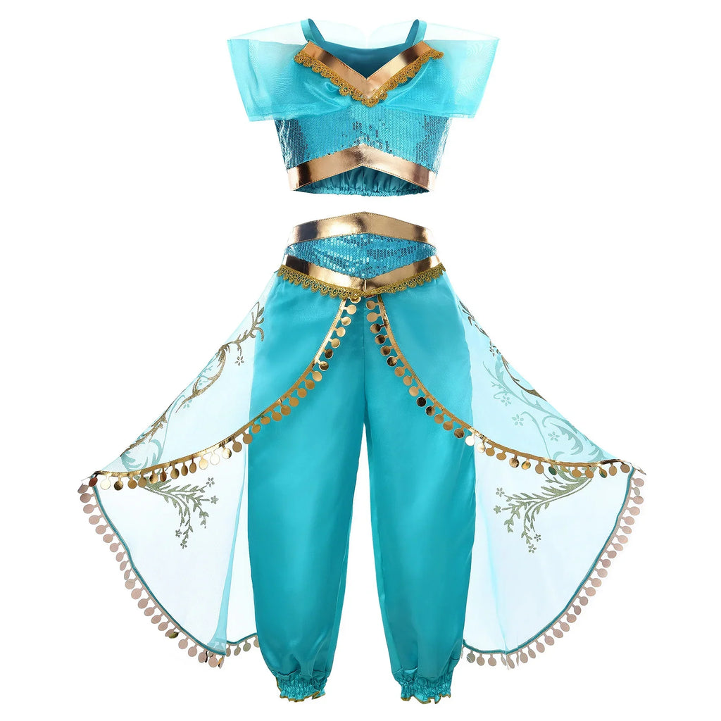Aladding and the Magic Lamp Jasmine Fairy Costume Princess Dress up for Little Girl Fancy 2026 Halloween Carnival Cosplay Outfit