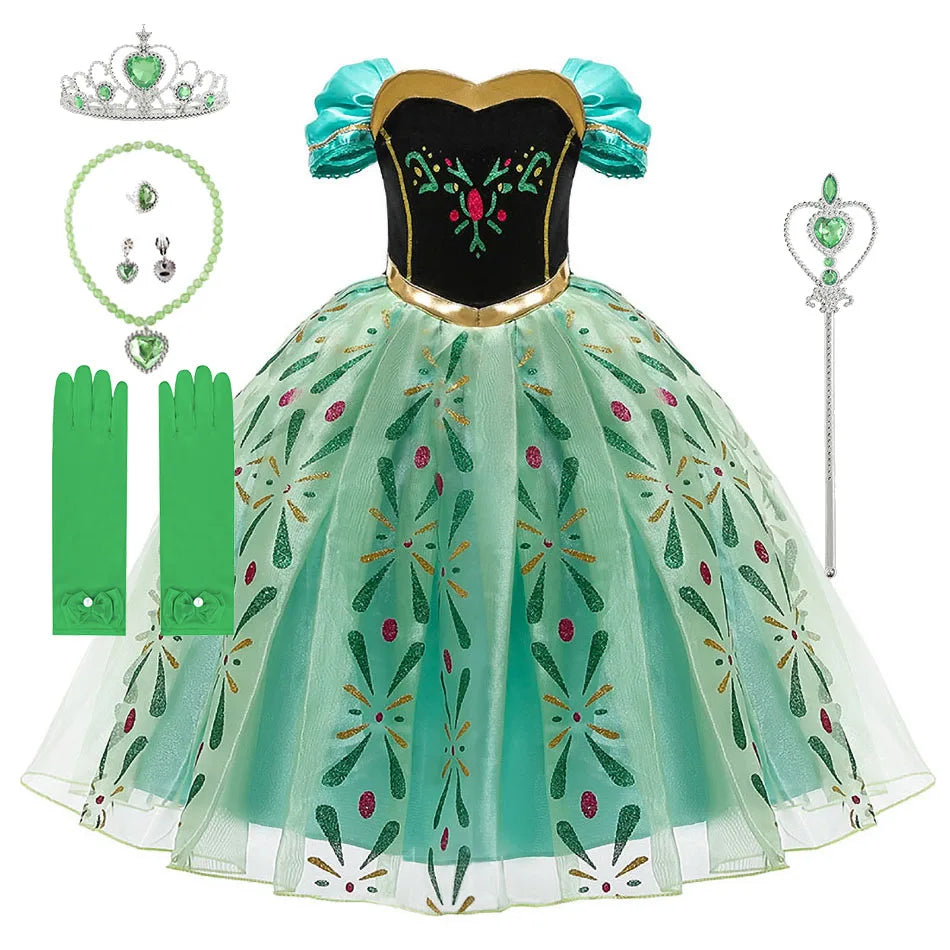 Children Anna Elsa Dress Girls Princess Cosplay Costume Kids Snow Queen Sequined Elegant Dress Girl Christmas Carnival Clothes