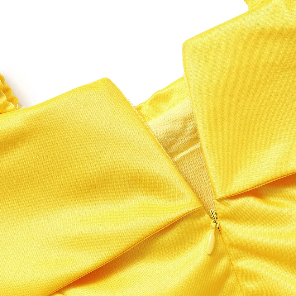 Yellow Princess Dress Halloween Cosplay Costumes Beauty and The Beast Kid Dress For 2-10Y Girls Birthday Party Children Clothing