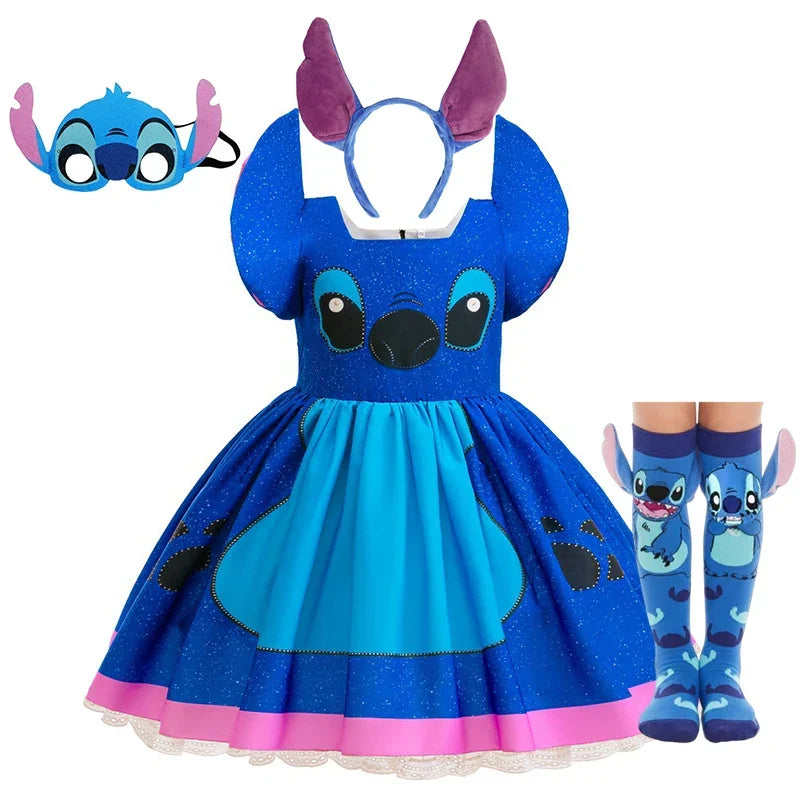 Baby Movie Stitch Role Playing Costume Sets Cartoon Cute Princess Dress Stage Performance Purim Carnival Kids Dress