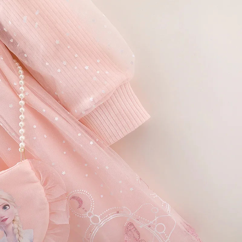 Elsa Princess Dress Baby Girls Dress Kids Dress Party Long-sleeved For Children Frozen Formal Evening Dress 3-8Y