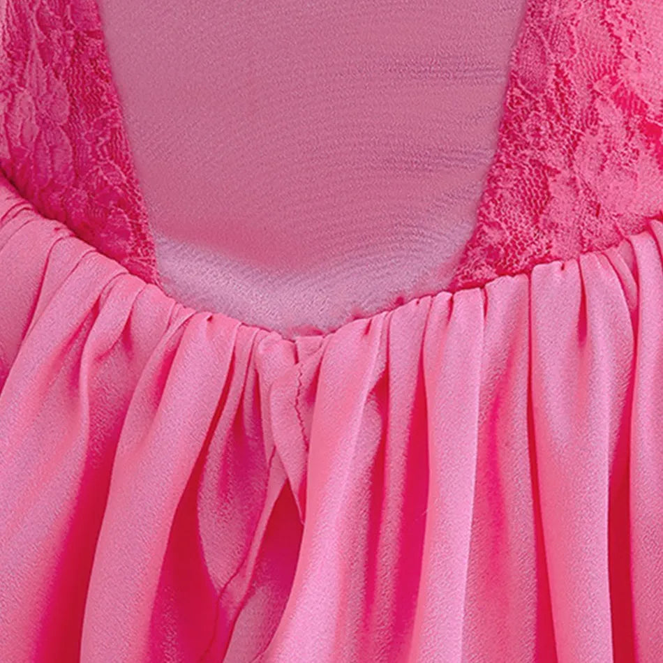 Girls Little Mermaid Aurora Costume Children Ariel Sleeping Beauty Dress Kids Peach Wedding Pink Fantasy Princess Disguise