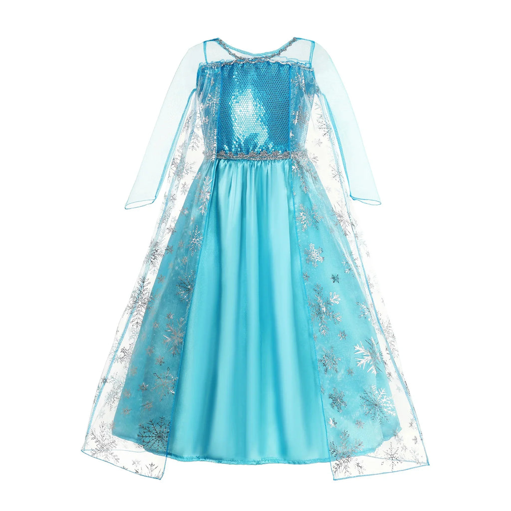 Girls Snow Queen Elsa Kids Costumes for Girl 2025 Carnival Party Prom Gown Robe-Playing Children Clothing Toddler Princess Dress