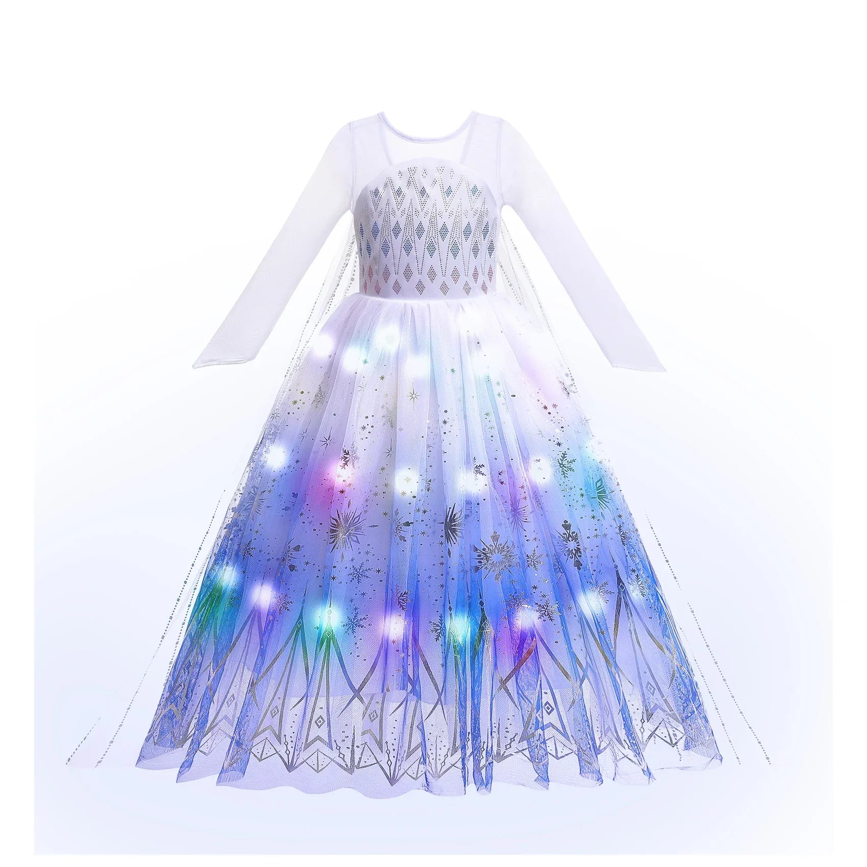 2025 Evening Party Girls LED Lights Elsa Anna Kids Princess Dress Coslplay Halloween Luminous Prom Gowns
