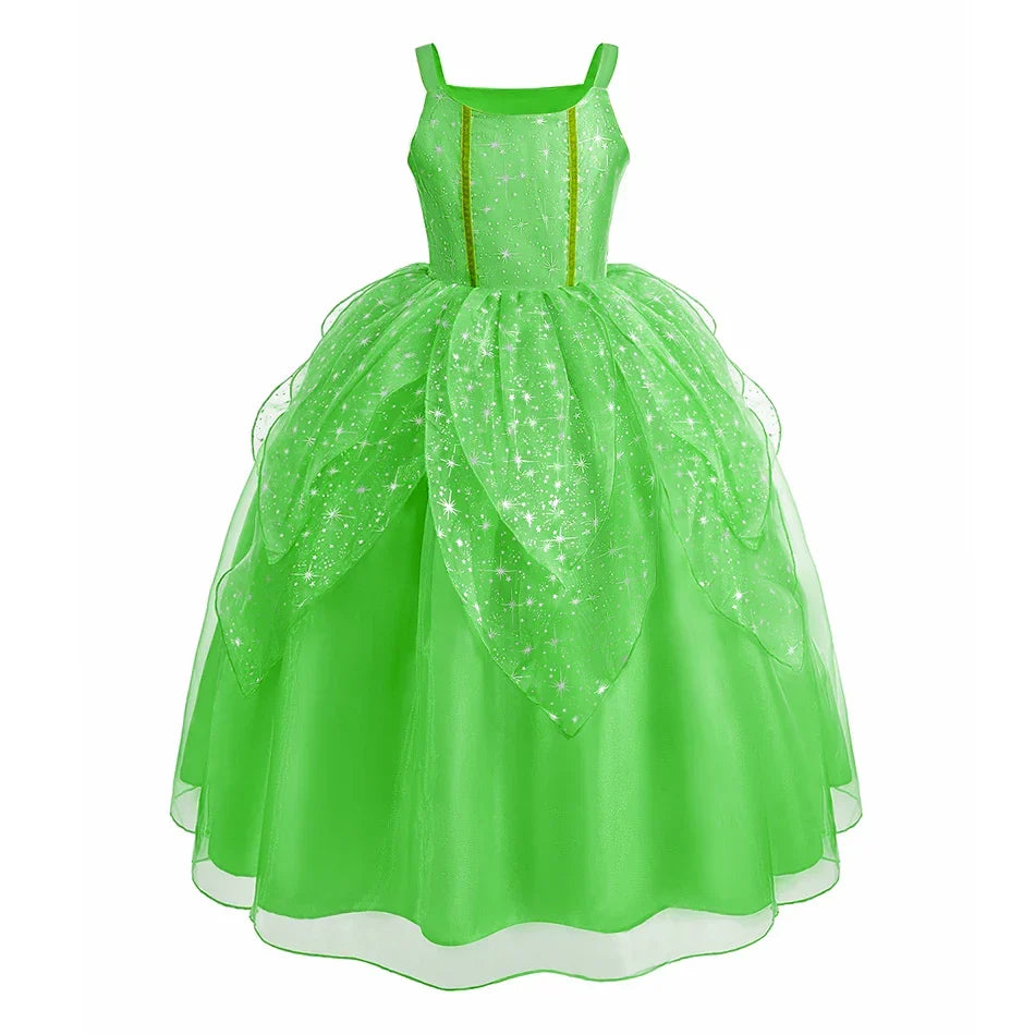 Kids Belle Costume Girl Halloween Princess Cosplay Party Dress Children Rapunzel Cinderella Anna Elsa Encanto Birthday Clothes