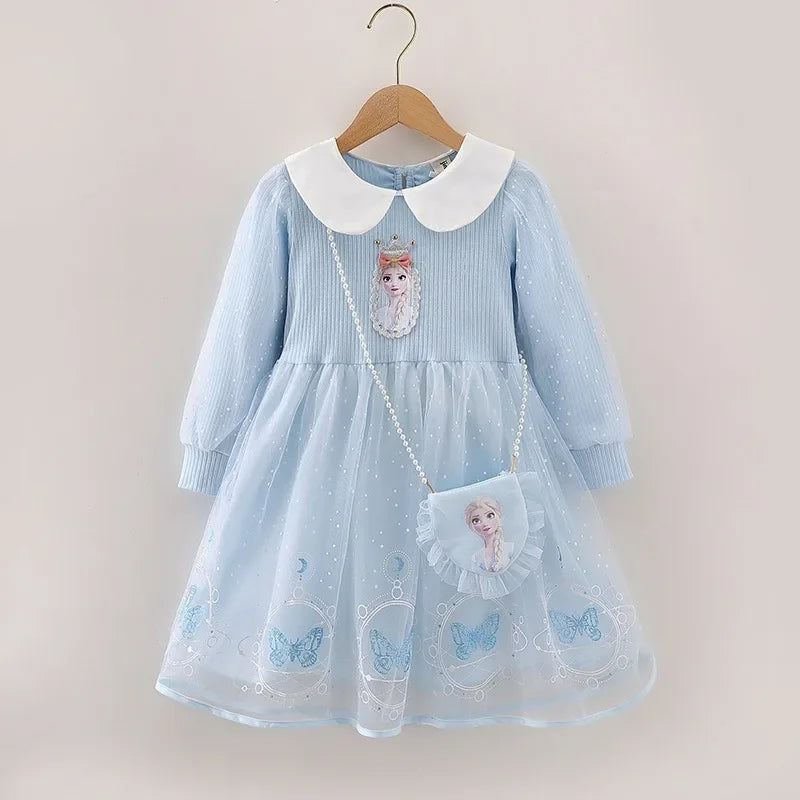 Elsa Princess Dress Baby Girls Dress Kids Dress Party Long-sleeved For Children Frozen Formal Evening Dress 3-8Y