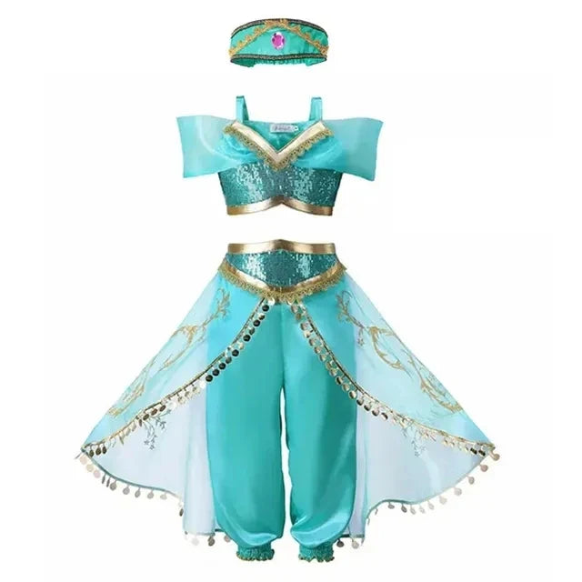 Girls Elsa Anna Dress Children Princess Carnival Dress Kids Jasmine Rapunzel Pageant Flower Disguise Cosplay Christmas Costume