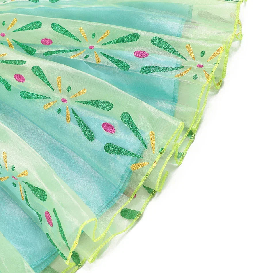 Full Printing Kids Cosplay Anna Princess Costume Fancy Birthday Carnival Party Prom Dress Toddler Role Play Clothing Outfits