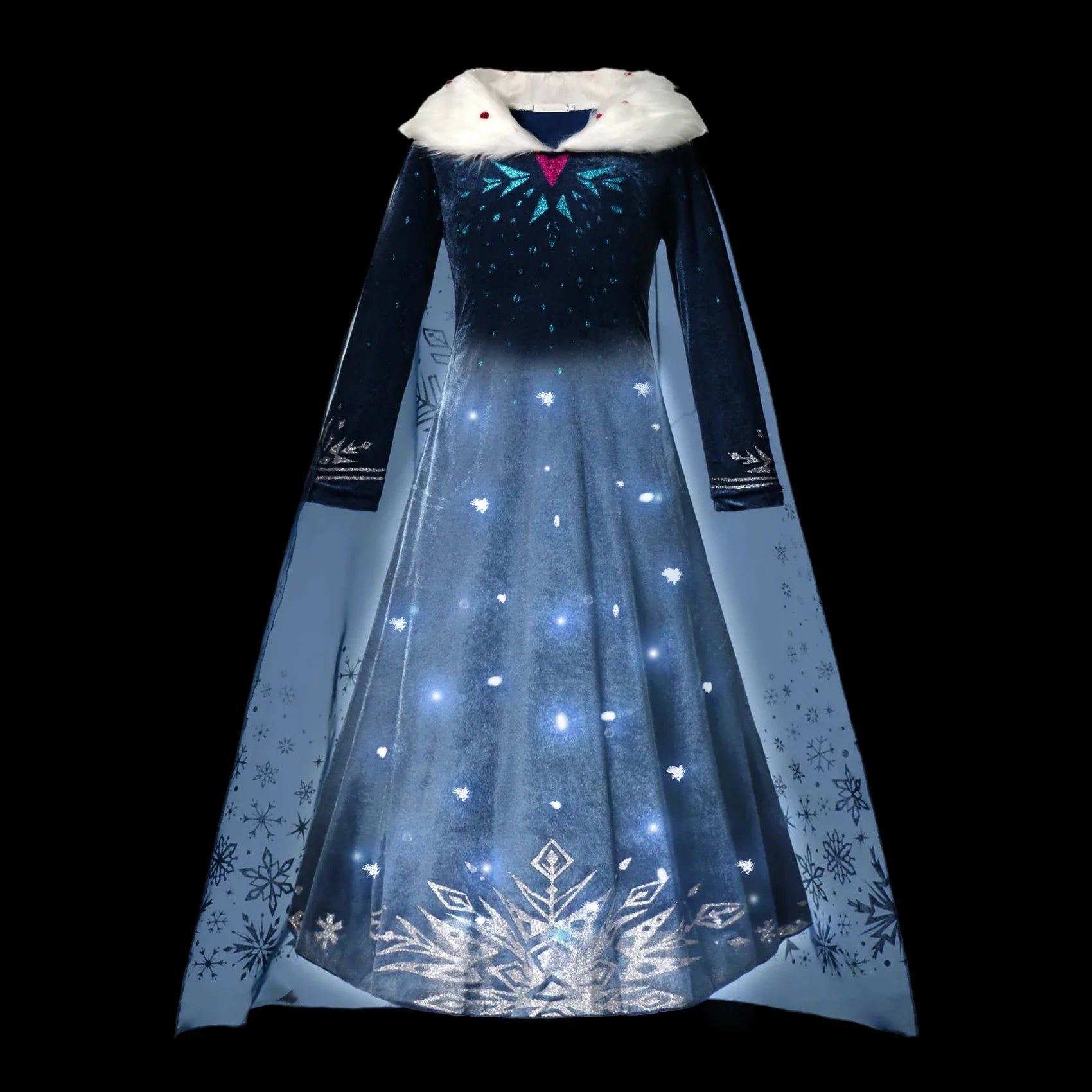 2025 Evening Party Girls LED Lights Elsa Anna Kids Princess Dress Coslplay Halloween Luminous Prom Gowns