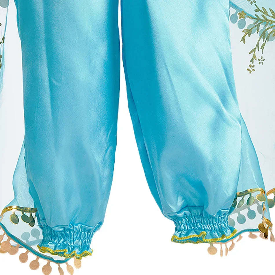 Kids Arabian Princess Dress Girls Halloween Jasmine Costume Children Carnival Cosplay Party Disguise Girl Sequins Pageant Outfit