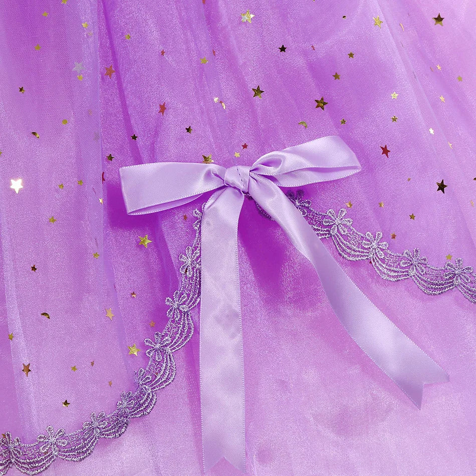 Little Girl Sofia Princess Ball Gown Role Play Delicate Carnival Costume Junior Catoon TV Series Heroine Dress Birthday Party