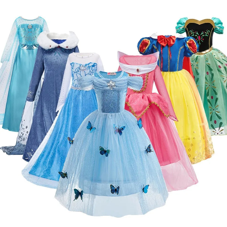 Anna Elsa Costume Children Princess Dress for Girls Kids Cosplay Snow White Christmas Carnival Party Disguise Outfit
