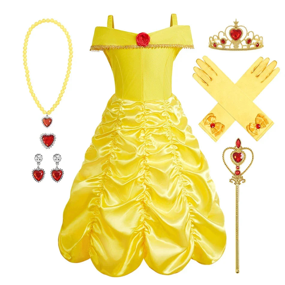 Anna Elsa Costume Children Princess Dress for Girls Kids Cosplay Snow White Christmas Carnival Party Disguise Outfit
