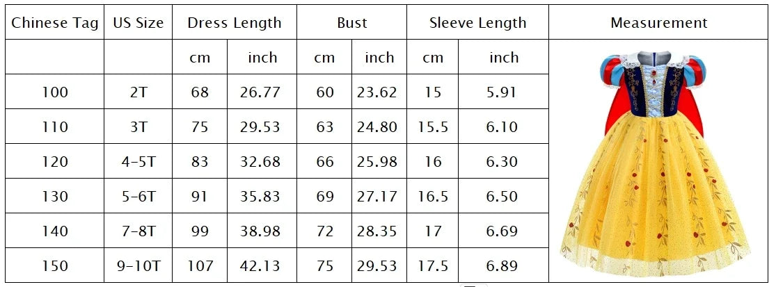 Girl Cosplay Snow White Dress Yellow Luxury Costume With Cloak Holiday Party Gift For Girl Dress + Apple Accessories