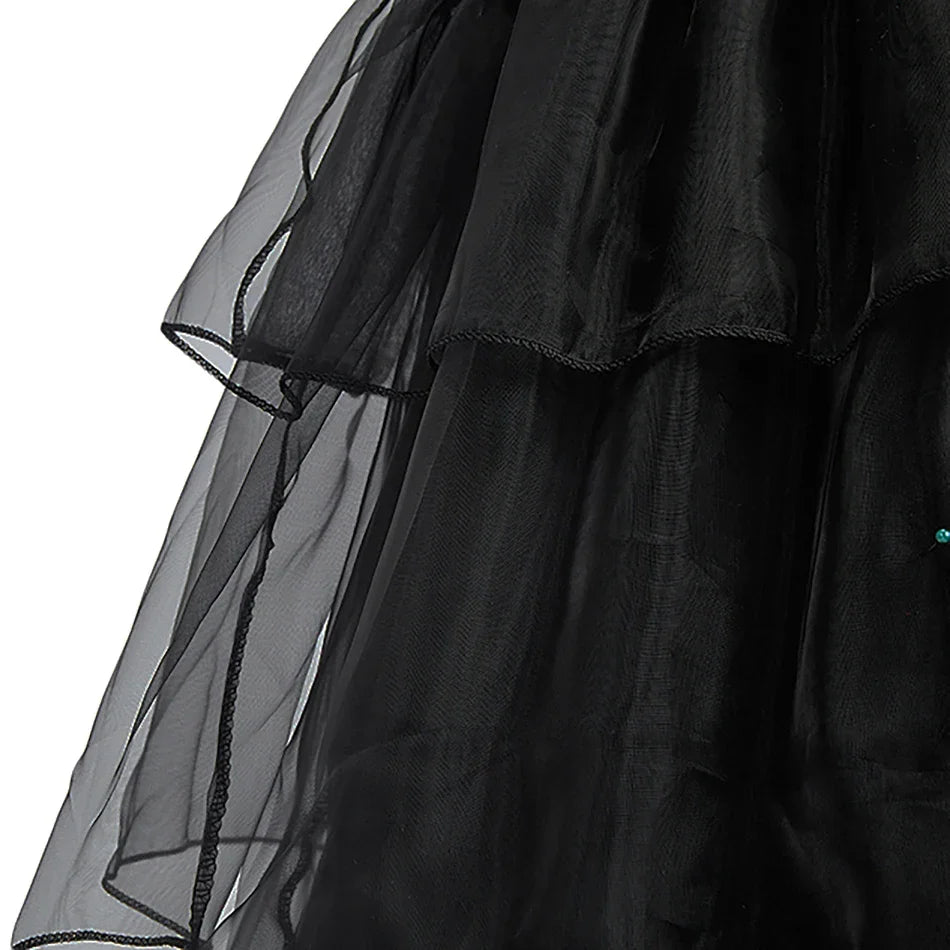 Girl Costume Kids Cosplay Black Princess Dress Children Pageant Dinner Dress Girl Halloween Party Dancing Clothing