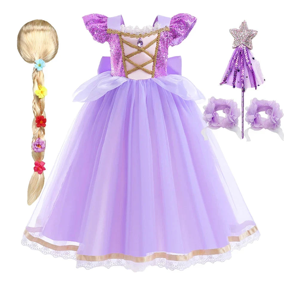Anna Elsa Costume Children Princess Dress for Girls Kids Cosplay Snow White Christmas Carnival Party Disguise Outfit