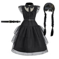 Girl Costume Kids Cosplay Black Princess Dress Children Pageant Dinner Dress Girl Halloween Party Dancing Clothing