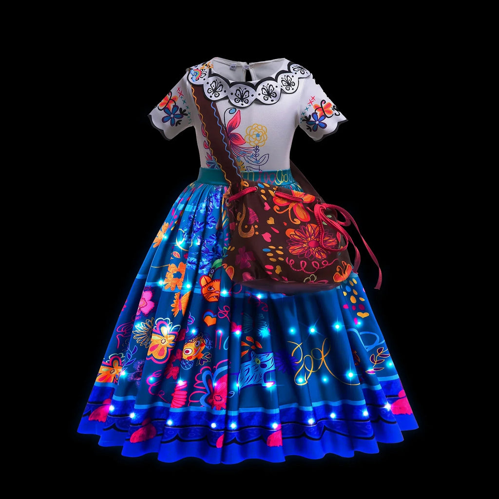 2025 Evening Party Girls LED Lights Elsa Anna Kids Princess Dress Coslplay Halloween Luminous Prom Gowns