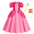 Peach Dresses For Girls Princess Costume Clothes Party Cosplay Halloween Carnival Birthday Dress Kids Vestidos