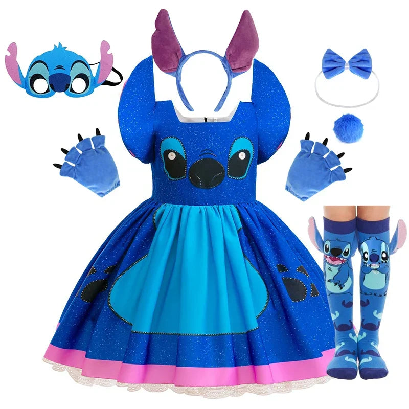 Baby Movie Stitch Role Playing Costume Sets Cartoon Cute Princess Dress Stage Performance Purim Carnival Kids Dress
