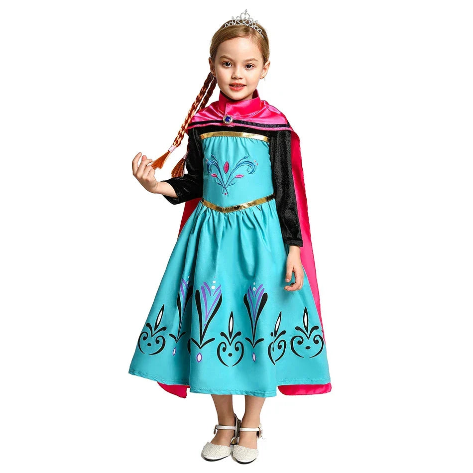 Girls Elsa Anna Dress Children Princess Carnival Dress Kids Jasmine Rapunzel Pageant Flower Disguise Cosplay Christmas Costume
