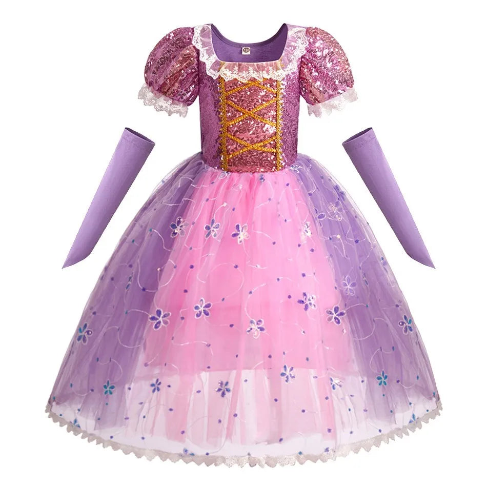 Girls Little Mermaid Aurora Costume Children Ariel Sleeping Beauty Dress Kids Peach Wedding Pink Fantasy Princess Disguise