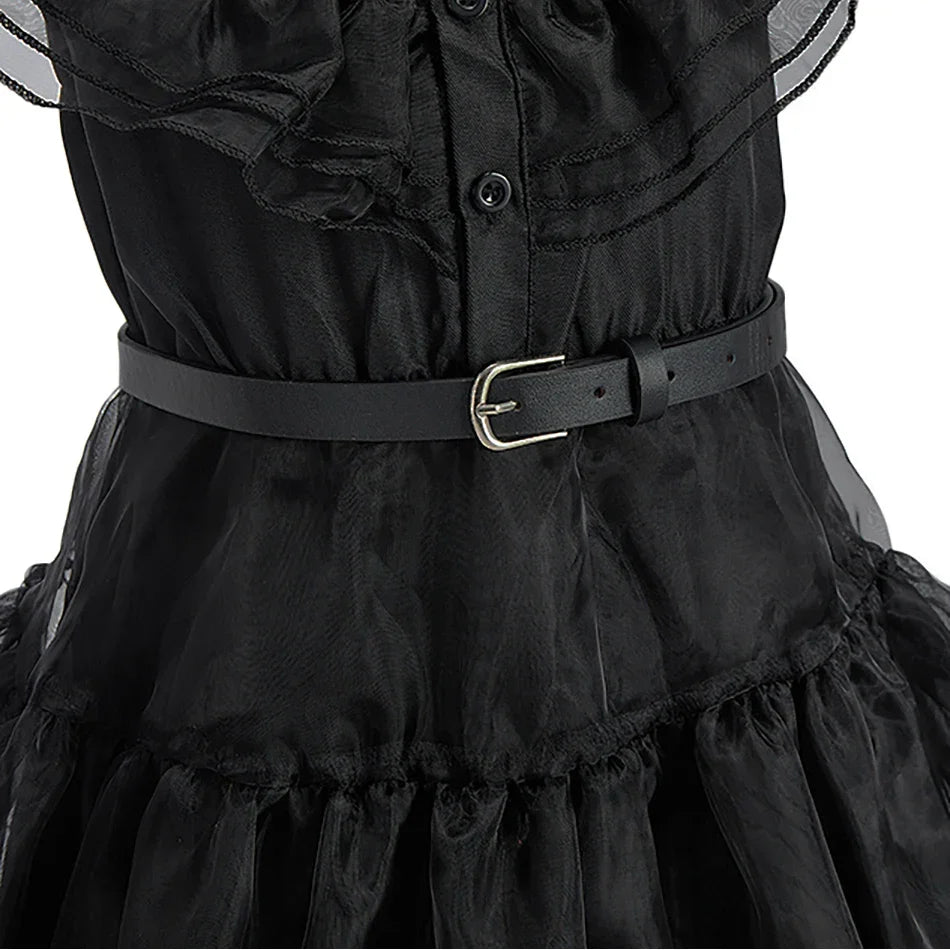 Girl Costume Kids Cosplay Black Princess Dress Children Pageant Dinner Dress Girl Halloween Party Dancing Clothing