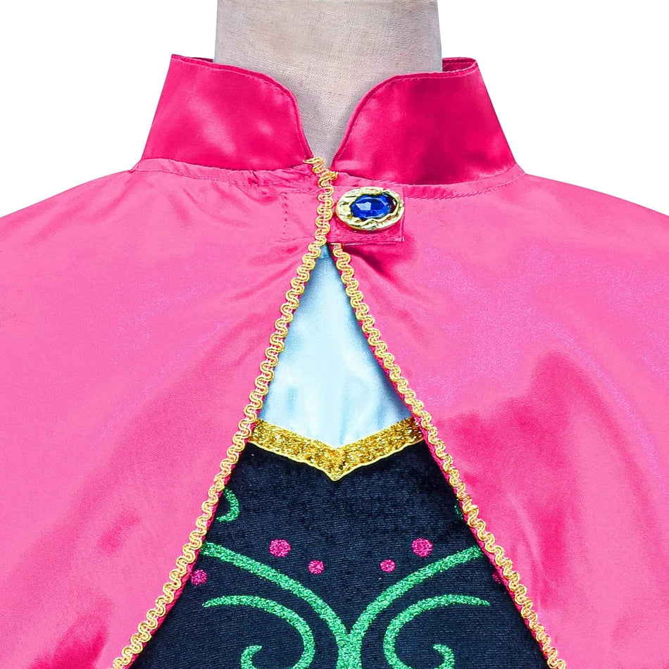 Frozen Anna Princess Girl Dress Halloween Cosplay 2026 Party Costume Snow Queen Princess Clothes Children Outfit 2-10 Y