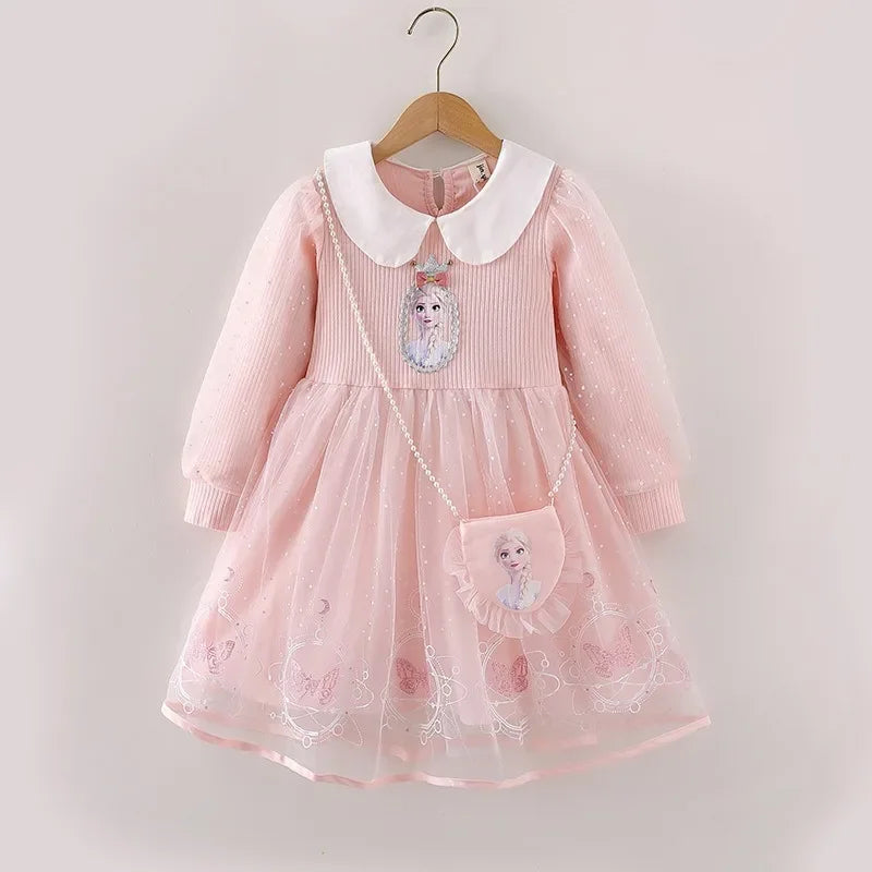 Elsa Princess Dress Baby Girls Dress Kids Dress Party Long-sleeved For Children Frozen Formal Evening Dress 3-8Y