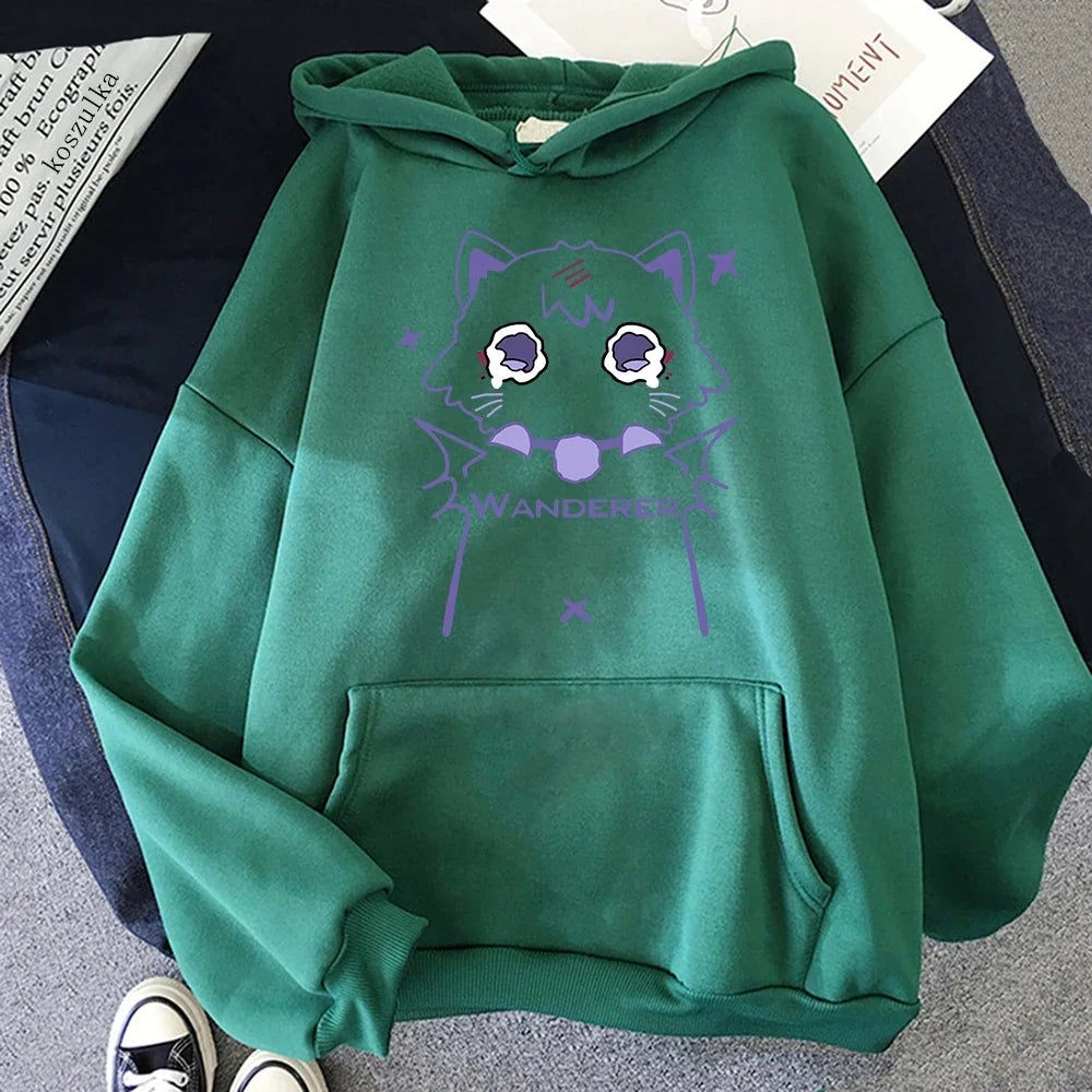Genshin Impact Scaramouche Cat Hoodie Cute Women Korea Kawaii Wanderer Hoodies Unisex Autumn Winter Casual Pullovers Sweatshirts