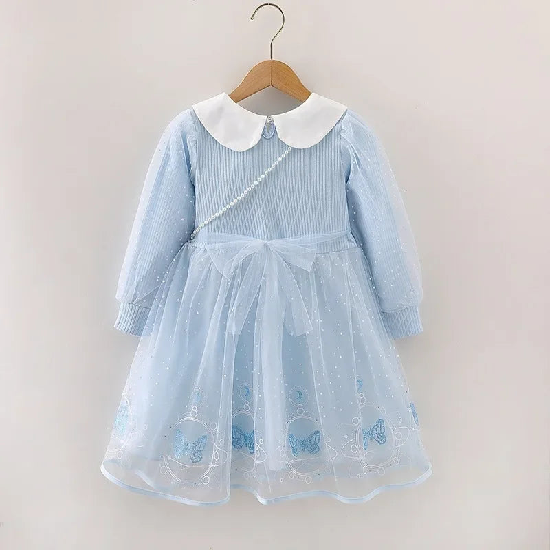 Elsa Princess Dress Baby Girls Dress Kids Dress Party Long-sleeved For Children Frozen Formal Evening Dress 3-8Y