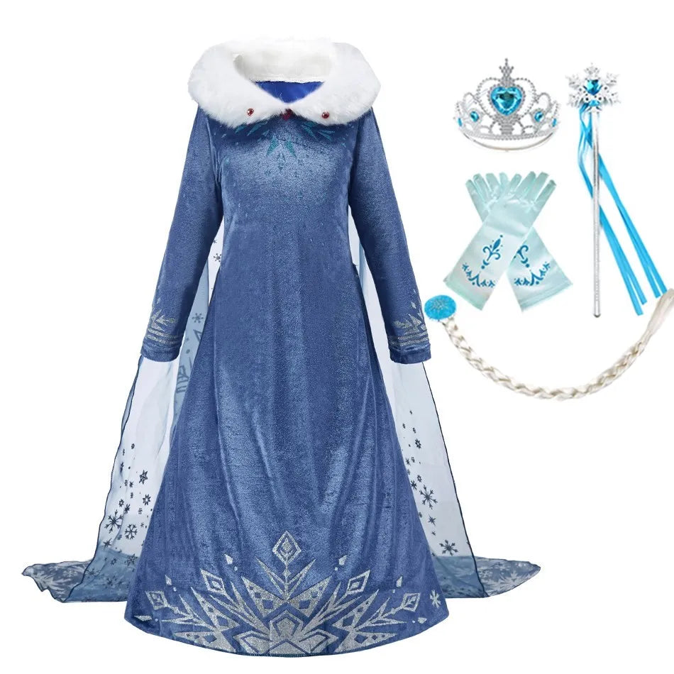 Anna Elsa Costume Children Princess Dress for Girls Kids Cosplay Snow White Christmas Carnival Party Disguise Outfit