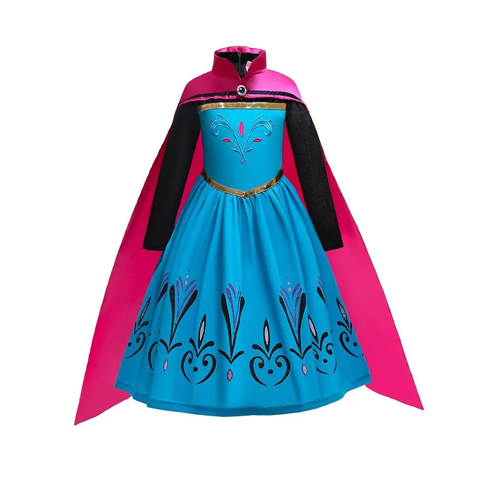 Girl Anna Elsa Dress Kids Halloween Cosplay Costume Children Princess Dresses Carnival Birthday Elegant Party Clothes 3-10 Years