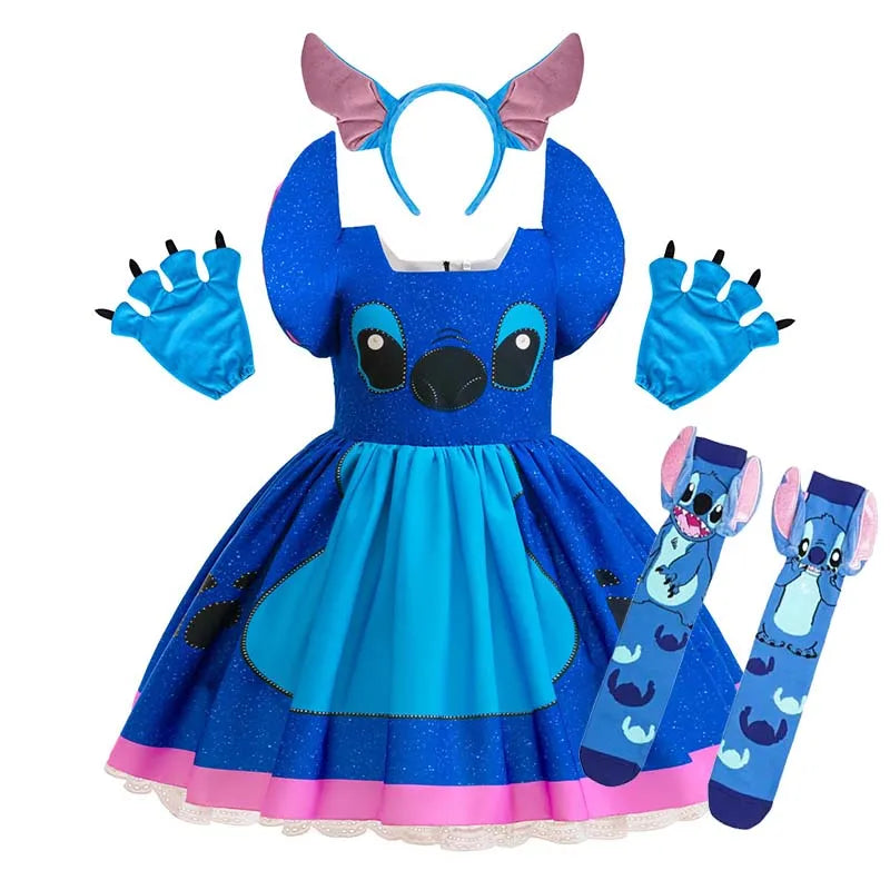 Girls Stitch Cosplay Dress Cute Cartoon Movie Style Costume for Halloween Carnival Stage Performances & Kids' Dress-Up