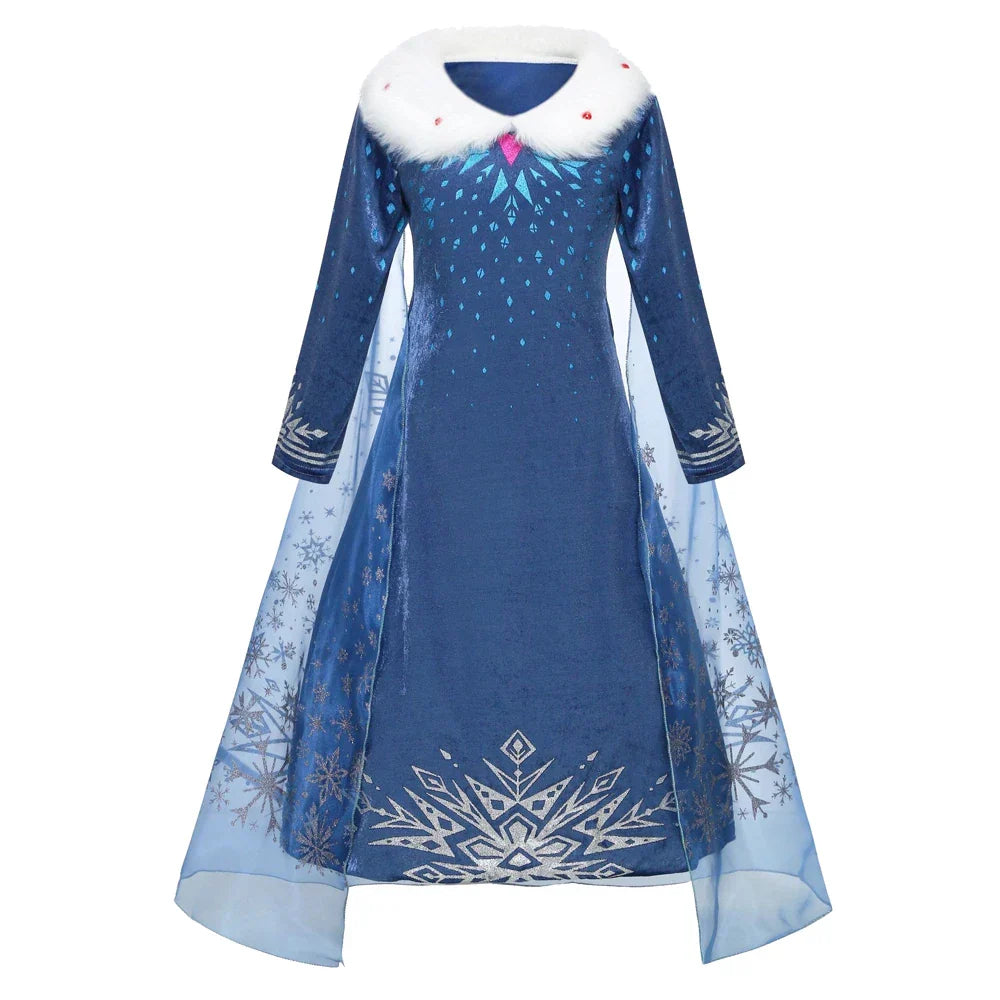 Girls Princess Dress Cosplay Elsa Children Snow Queen Costume Kids Halloween Carnival Birthday Holiday Party Dress