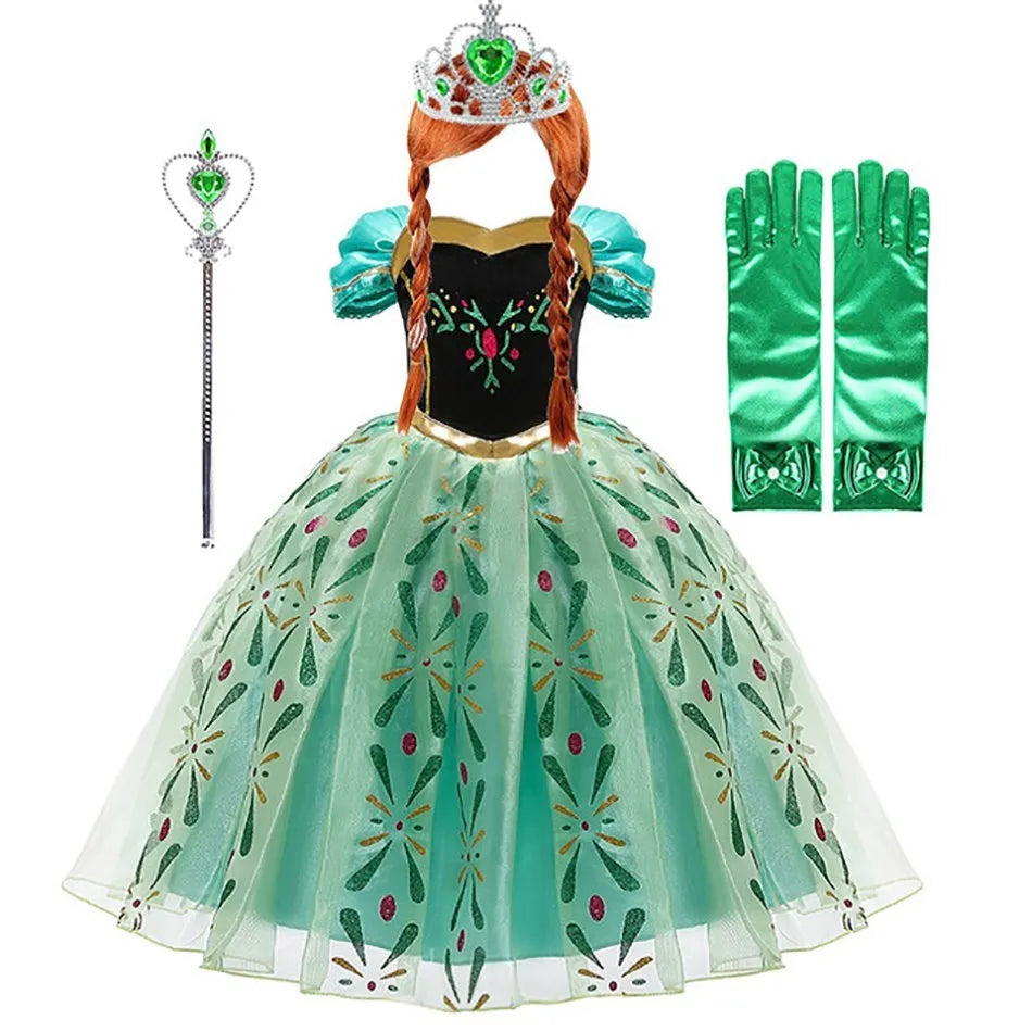 Anna Elsa Costume Children Princess Dress for Girls Kids Cosplay Snow White Christmas Carnival Party Disguise Outfit
