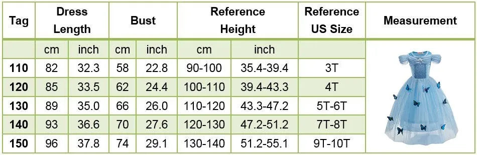 Kid Snow White Cinderella Rapunzel Elsa Belle Costume Girl Halloween Christmas Carnival Dress Children Princess Evening Gown