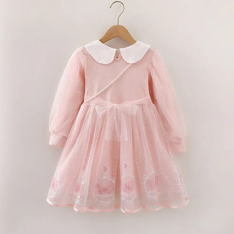 Elsa Princess Dress Baby Girls Dress Kids Dress Party Long-sleeved For Children Frozen Formal Evening Dress 3-8Y
