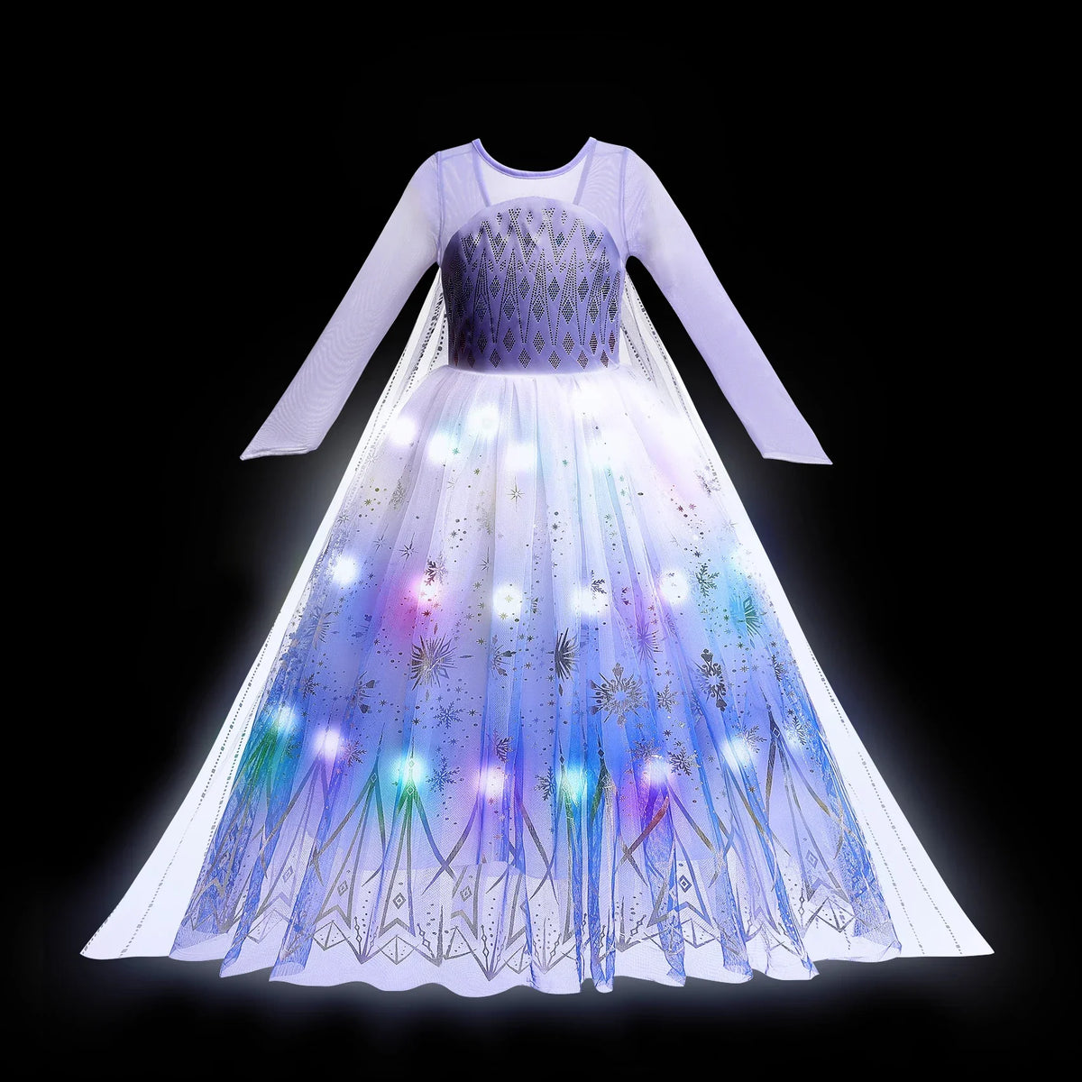 2025 Evening Party Girls LED Lights Elsa Anna Kids Princess Dress Coslplay Halloween Luminous Prom Gowns