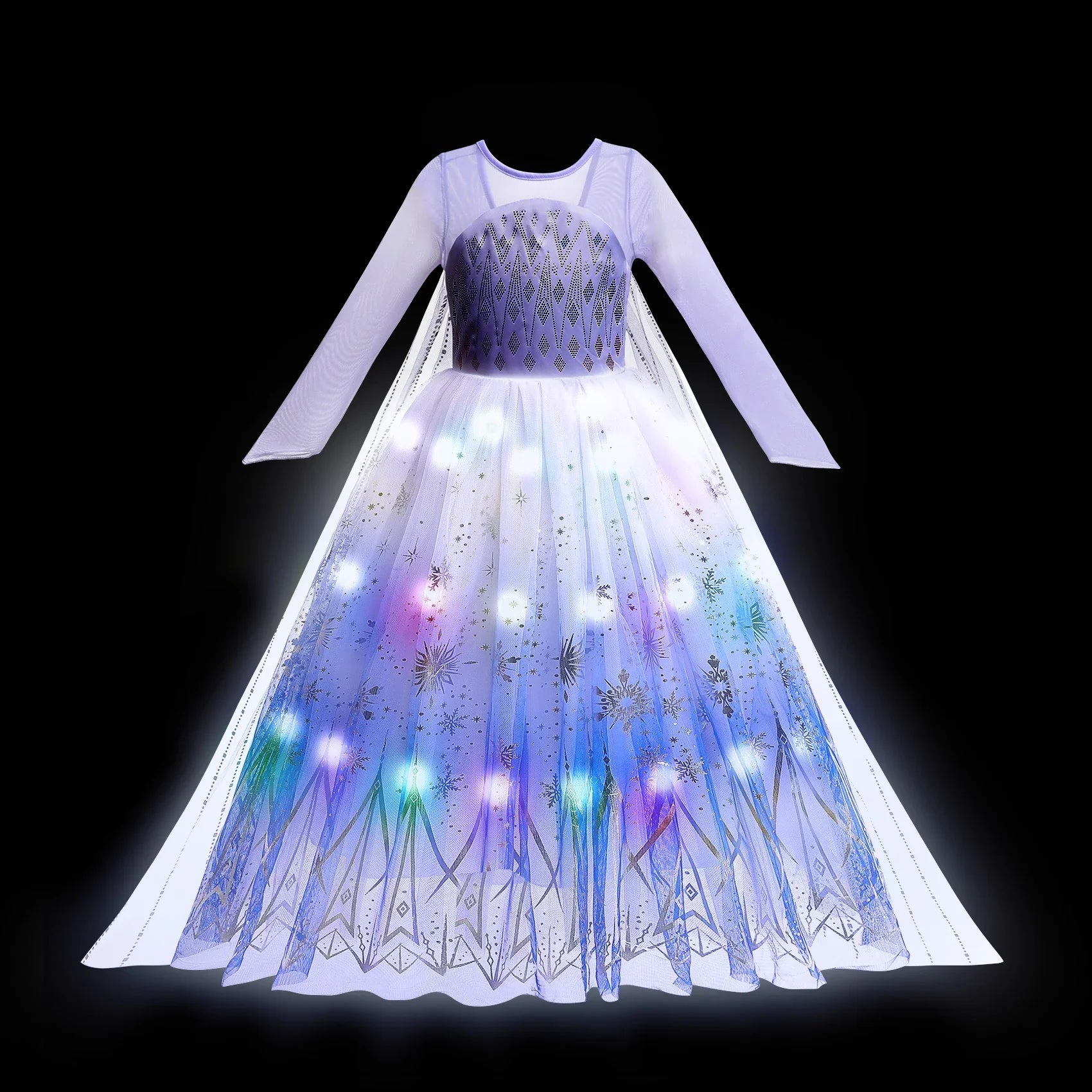 2025 Evening Party Girls LED Lights Elsa Anna Kids Princess Dress Coslplay Halloween Luminous Prom Gowns
