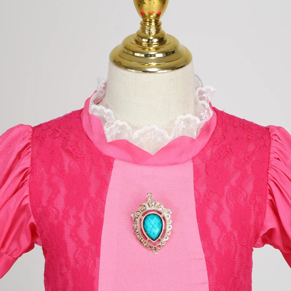 Peach Dresses For Girls Princess Costume Clothes Party Cosplay Halloween Carnival Birthday Dress Kids Vestidos