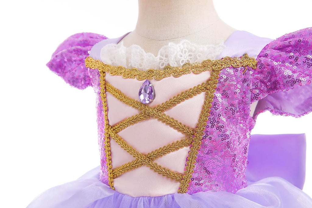 Summer Rapunzal Girl Princess Dress Cosplay Tangled Halloween Birthday Party Vestido Kids Birthday Costume