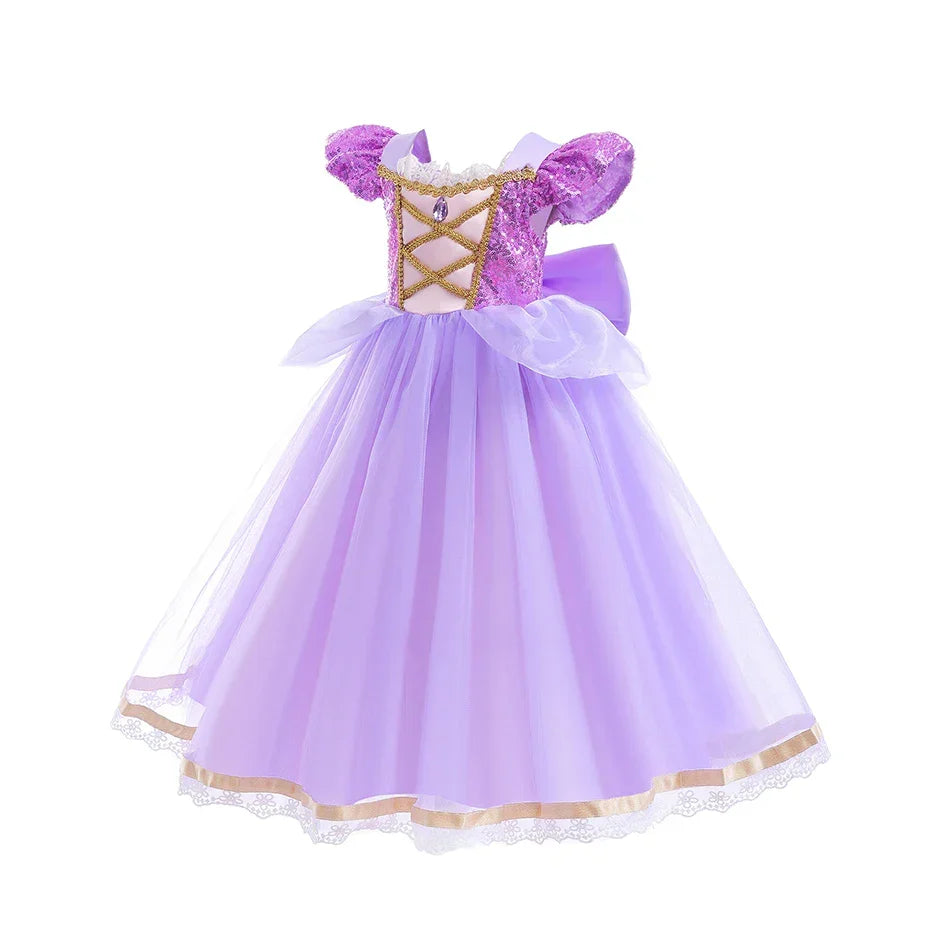 Summer Rapunzal Girl Princess Dress Cosplay Tangled Halloween Birthday Party Vestido Kids Birthday Costume