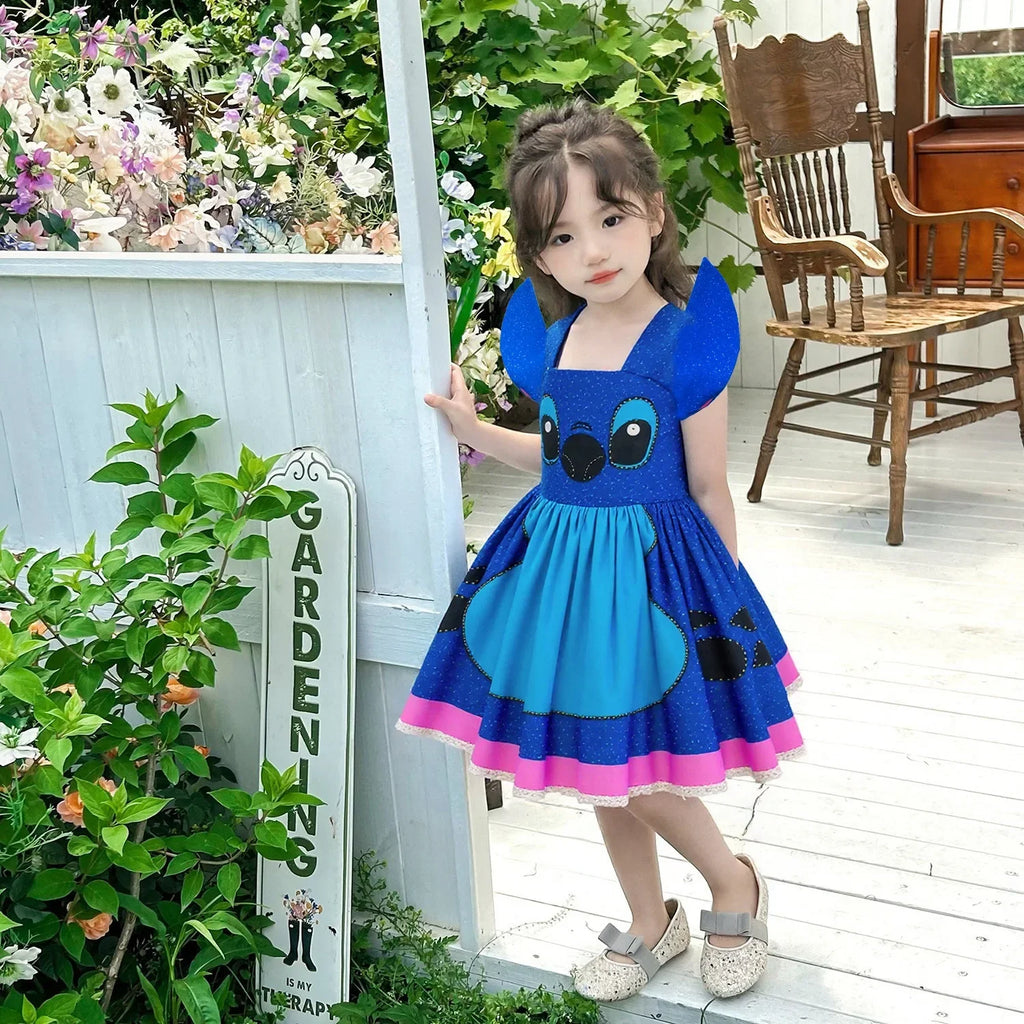 Baby Movie Stitch Role Playing Costume Sets Cartoon Cute Princess Dress Stage Performance Purim Carnival Kids Dress