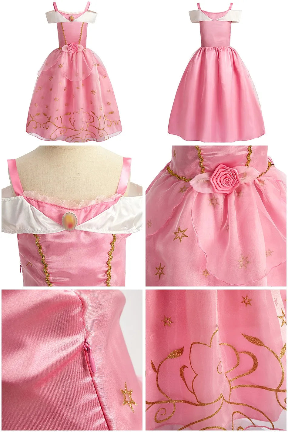 Girls Little Mermaid Aurora Costume Children Ariel Sleeping Beauty Dress Kids Peach Wedding Pink Fantasy Princess Disguise