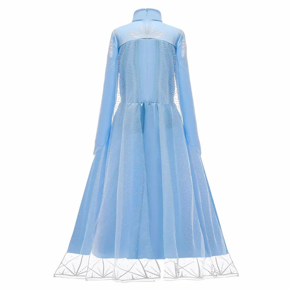 2025 Girls Dress Elsa 2 Kids Princess Cosplay Costume Fancy Children Gowns Vestidos Snow Queen Girl Carnival Costume