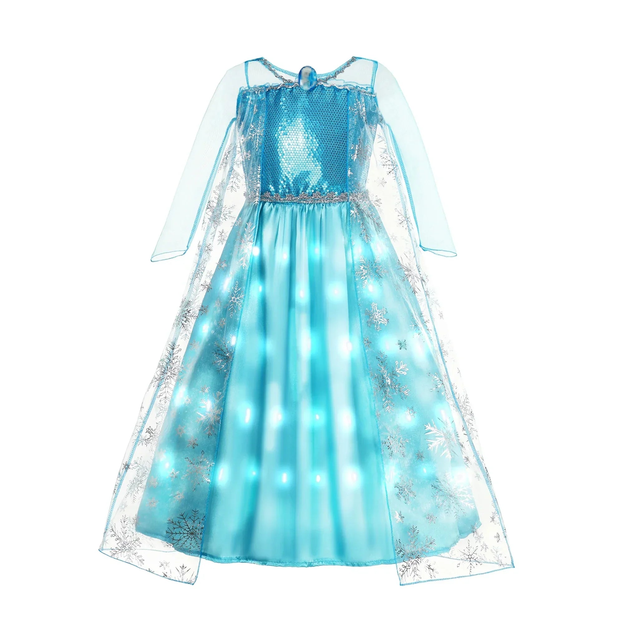 2025 Evening Party Girls LED Lights Elsa Anna Kids Princess Dress Coslplay Halloween Luminous Prom Gowns