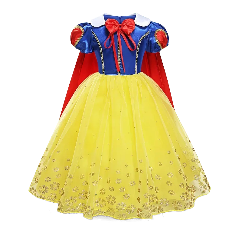 Yellow Princess Dress Halloween Cosplay Costumes Beauty and The Beast Kid Dress For 2-10Y Girls Birthday Party Children Clothing